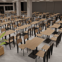 Ensemble table et chaises de cantine de style industriel avec base sur piétement pour cafétéria moderne et restaurant du personnel