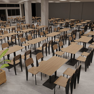 Ensemble table et chaises de cantine de style industriel avec base sur piétement pour cafétéria moderne et <span class=keywords><strong>restaurant</strong></span> <span class=keywords><strong>du</strong></span> personnel - Product Image 4