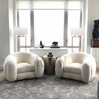 Bouclette Wool Boucle Sofa Chủ Tịch Teddy Sherpa Hiện Đại Faux Shearling Arm Chủ Tịch Whitefake Da Cừu Boucle Lounge Chủ Tịch