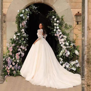 French Style Satin Wedding Dress Princess Waistline Sweetheart Neckline Ball Gown White Vintage Bride Dress - Product Image 3