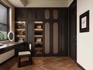 Armoire en bois massif noir de style antique, meubles rétro avec sculptures ornées, garde-robe pour la maison - Product Image 5