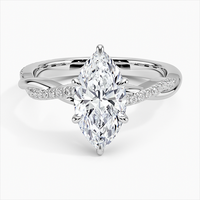 Anillo de Compromiso de Moda para Mujer, Joyería de Plata de Ley 925 con Diamante de Corte Marquesa y Circonitas Cúbicas con Pavé Completo