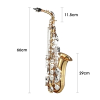HUASHENG – Saxophone Alto Eb Be E, plat, Construction en laiton massif, couleurs dorées, Saxophone Alto avec sangles d'embout buccal