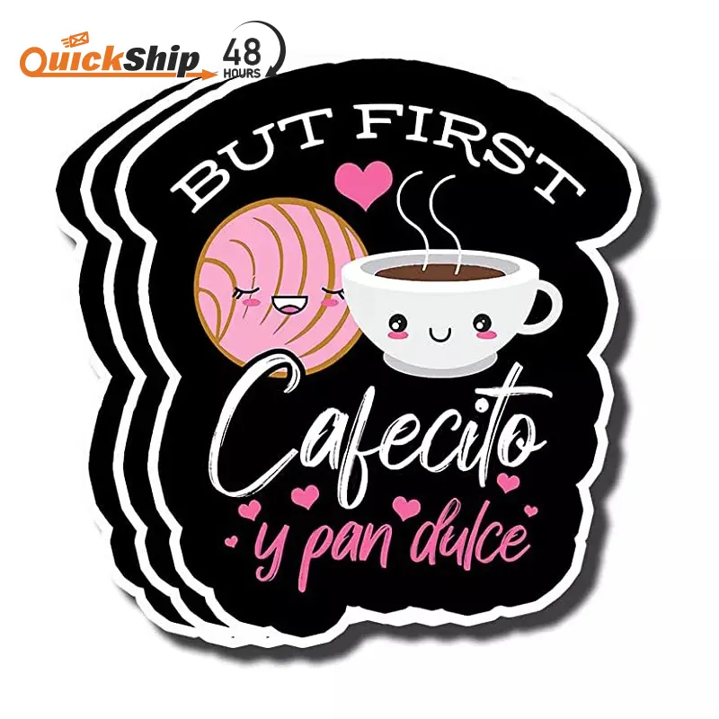 Custom Die Cut Vinyl Stickers Food Decal Letters Coffee And Conchas Mexican Food Convenience Store Counter Wall Sticker