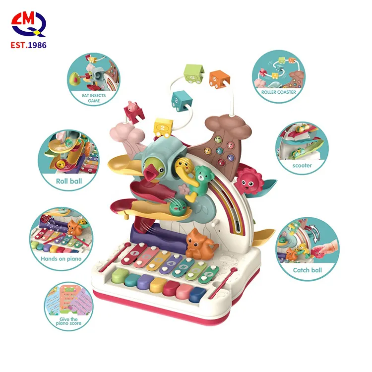 Детский мультяшный Интерактивный Обучающий игрушечный пианино, игрушки-пазлы, деревянная музыкальная игрушка, ксилофон для детей