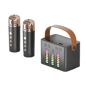 Tragbare Mini-Karaoke-Maschine mit Integriertem Mikrofon Heimgesang Audio mit kabellosem BT Outdoor Lautsprecher RGB LED-Beleuchtung