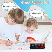 Ensemble de peinture à l'aquarelle lavable de 48 couleurs, avec un pinceau, un stylo à eau rechargeable et une palette pour enfants et adultes