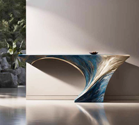 Table d'appoint en marbre vert au design moderne, tables consoles creuses pour salon