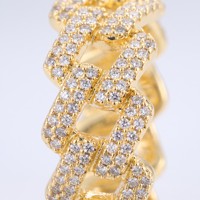 OUGEPHELIPass Diamond Tester VVS1 GRA Moissanite Miami Cuban Link Ring Iced Out Hip Hop Bling925 Silver Gold Plated Ring for Men