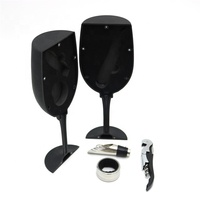 Premium voyage Portable 3 pièces accessoires de vin en forme de verre outil cadeau Kit bouchon tire-bouchon ouvre-bouchon aérateur verseur anneau d'égouttage