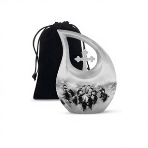 Vente chaude pingouin groupe larme et belle croix crémation adulte urne pour cendres humaines avec sac en velours gratuit - Product Image 1