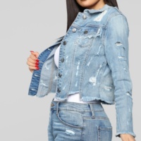 Vestes en jean déchirées pour femmes personnalisées, denim court tendance pour un style décontracté, techniques lavées pour la saison automne-hiver