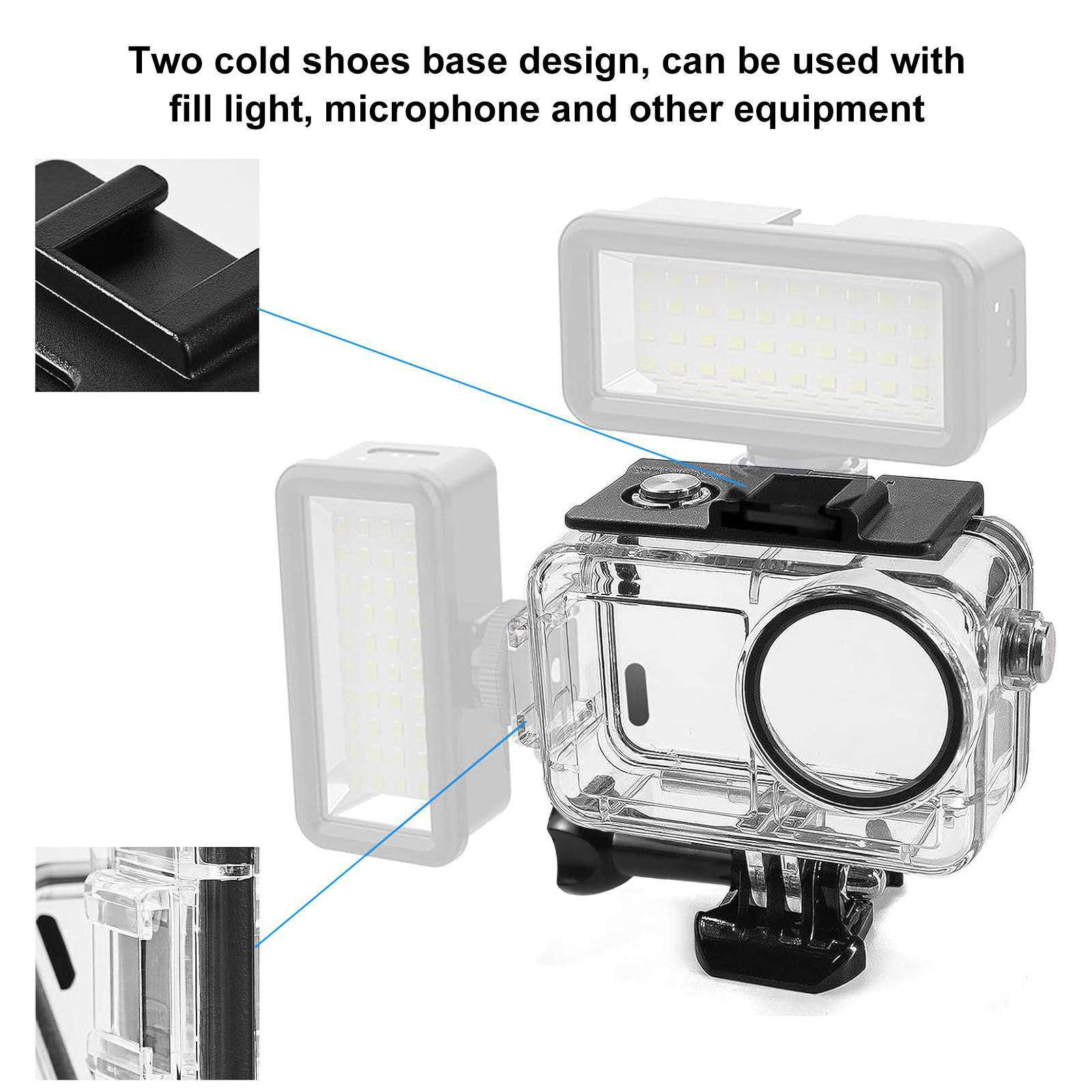 For DJI Osmo Action 5 Pro/3/4 Sport Camera HONGDAK 60m Waterproof Housing Diving Case with Cold Shoe, Buckle Basic Mount, Screw