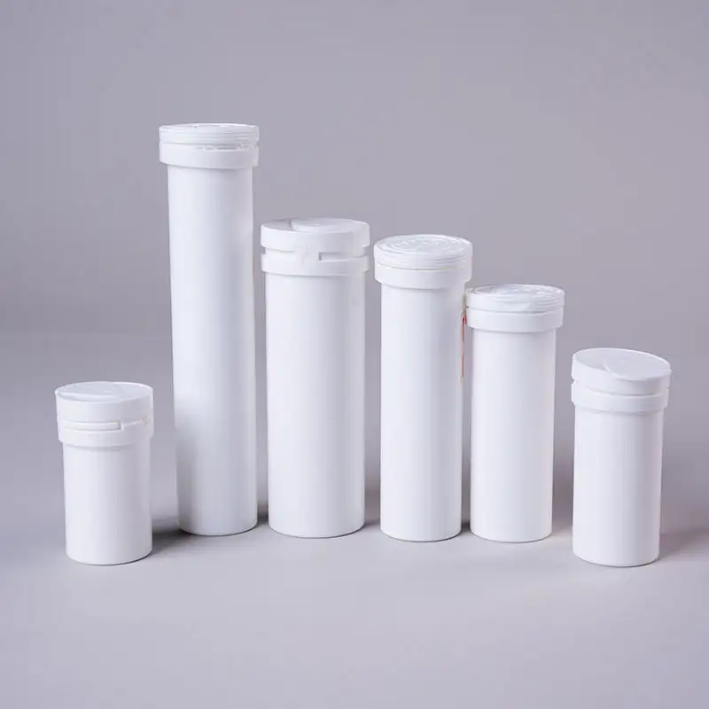 Wholesale large capacity 200mm medical pills packaging tube print custom white effervescent tablet tube with cap manufacturer