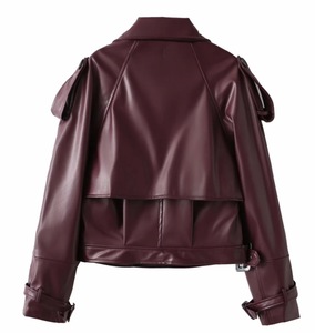 Nouvelle <span class=keywords><strong>veste</strong></span> en similicuir vintage streetwear à manches longues pour <span class=keywords><strong>femme</strong></span>, col à revers, style décontracté, pour l'automne et l'hiver - Product Image 6