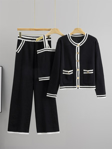 2025 Autumn Women's <strong>3</strong>-Piece Solid <strong>Pattern</strong> Knit <strong>Set</strong> Camisole Button Cardigan Long Pants-Fashion Casual Outfit Matching <strong>Sets</strong> - Product Image 4