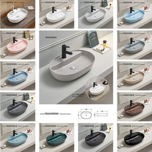 Экологически чистая мелкая раковина и черная цветная художественная керамическая раковина, керамический Овальный умывальник - Product Image 5