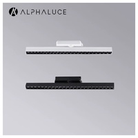Spot LED linéaire dimmable triphasé, finition noire, 10W 20W, pour galerie d'art, CRI92, COB, DALI, 4 fils, rail magnétique 1 magnité