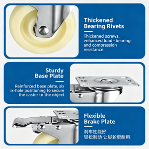 Roulettes doubles 2 pouces en TPR thermoplastique, avec boulon creux, pivotantes et verrouillables, haute capacité de charge, sécurisées pour le sol, pour armoire de rangement - Product Image 5