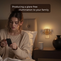 Lampe de chevet décorative ZHILAI style lustre, à capteur crépusculaire, LED blanc chaud à intensité variable, à brancher pour chambre à coucher