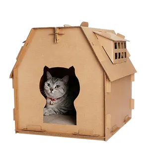 XJH Wholesale Pet Toys Playhouse Corrugated Scratcher Box Paper Cat Scratching Post Cat Toy Cardboard Cat House
