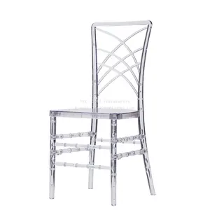 Dayanıklı beyaz şeffaf reçine Chiavari sandalyeler dayanıklı şeffaf akrilik ile düğün otel sandalyeleri için güvenilir tedarikçiler tarafından sağlanan