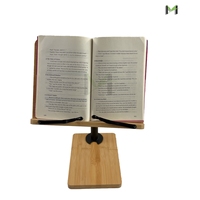 Support de lecture de bureau Support de livre en bambou avec poteau en alliage d'aluminium avec clips de page robustes