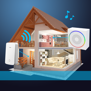 ระบบกริ่งประตูไร้สายอัจฉริยะ พร้อมไฟ LED สีสันสดใส กระพริบได้ ใช้งานง่าย พร้อมไฟกลางคืน LED ฟังก์ชั่น 2 in 1 สำหรับบ้าน - Product Image 1