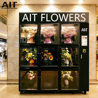 Distributeur automatique de fleurs AIT 24h/24, de petite et moyenne taille, avec compartiments de stockage, écran tactile et refroidissement par compresseur