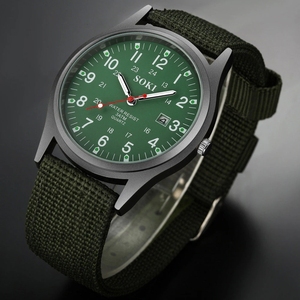 Relojes de Pulsera para Hombre <span class=keywords><strong>SOKI</strong></span>, Relojes de Cuarzo de Lujo para Negocios con Calendario, Correa de Nailon, <span class=keywords><strong>Reloj</strong></span> Deportivo para Hombre, Color Verde, <span class=keywords><strong>Reloj</strong></span> Masculino - Product Image 4
