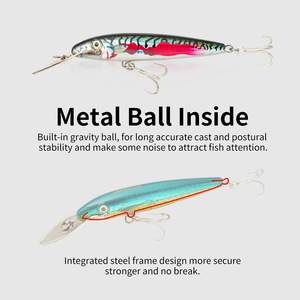 Señuelo artificial sumergible tipo Minnow <span class=keywords><strong>de</strong></span> 60g para pesca <span class=keywords><strong>de</strong></span> arrastre en aguas profundas, con anzuelos grandes, aguja azul, lengüeta <span class=keywords><strong>de</strong></span> hierro, para caballa española, 10.5cm-13cm - Product Image 4