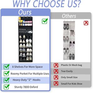 Closet Over the Door <b>Shoe</b> Organizer Hanging <b>Shoe</b> Organizers with 8 Tier Large Deep Pockets - Product Image 6