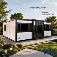 Villa conteneur modulaire préfabriquée en acier, pliable et extensible, avec cuisine, chambre et salle de bain, taille personnalisée, style ferme, petite taille