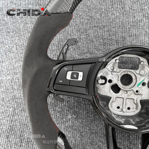 Volante Deportivo Personalizado de Fibra de Carbono y Gamuza para Volkswagen MK8 MK7 MK6 Golf R GTI GTD GTE <span class=keywords><strong>Polo</strong></span> GTI Golf 8 Golf 7 - Product Image 2