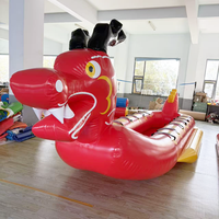 Nouveau style, bateau dragon gonflable rouge durable, tube de ski nautique double, capacité 200 kg, pour les 3 ans et plus, pour les jeux aquatiques