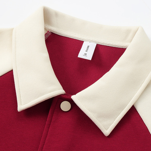 Unisex Heavyweight 380 GSM Baseball <b>Jacket</b> Autumn OEM Custom Print Varsity Contrast Color Raglan Sleeve Lapel Dyed Unisex - Product Image 2