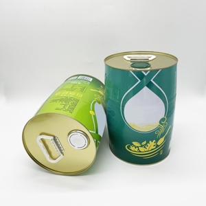 Large Capacity 5L Tinplate <b>Drum</b> Shape Olive <b>Oil</b> Peanut <b>Oil</b> Cans for Storage Canned Food Pet Food & Cookies with Customized Logo - Product Image 2