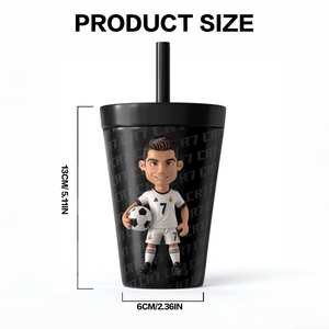 ZREGGUR Gobelet personnalisable en acier inoxydable de 12 oz pour supporter de football, accessoires de football, autocollant de drapeau, cordon, journée de match, <span class=keywords><strong>CR7</strong></span> - Product Image 4