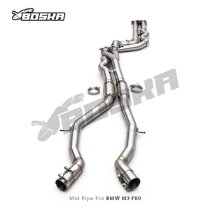 Tube intermédiaire d'échappement Boska avec tube en Z en acier inoxydable soudé TIG pour M3 M4 F80 F82 3.0T S55 2015-2019, tube intermédiaire d'échappement à longueur égale - Product Image 5