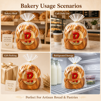 Sacs d'emballage de boulangerie micro-perforés imprimés sur mesure en gros, sacs à pain BOPP à haute transparence avec soufflet pour ligne automatique