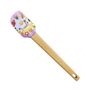 Spatules en silicone pour pâtisserie avec manche en bois, thème estival premium pour la cuisine - Product Image 1