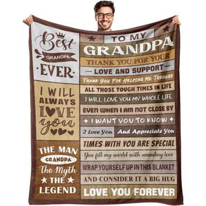 <b>Brown</b> Wood Panel Grandpa Quote Flannel <b>Blanket</b> <b>Throw</b> <b>Blanket</b> Nap <b>Blanket</b> Breathable Skin Friendly for Bedroom Living Room - Product Image 3