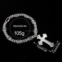 Collier tendance personnalisé pour homme 2025 – Chaîne cubaine avec pendentif cœur et croix en acrylique transparent – Bijoux hip-hop sur mesure