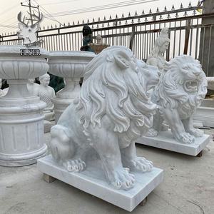 Statues de lion grandeur <span class=keywords><strong>nature</strong></span> de style occidental pour le <span class=keywords><strong>jardin</strong></span> Décoration extérieure Pierre naturelle Marbre Sculpture de lions - Product Image 3