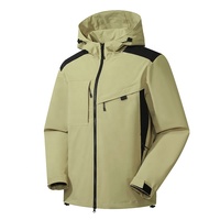 Chaqueta de invierno impermeable Softshell bordada con logotipo personalizado para hombre, soporte de tela vaquera, cierre de cremallera para deportes al aire libre, Safari