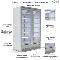 Congélateur vertical de luxe à 4 portes vitrées pour la présentation de viande, avec compresseur intégré, grande capacité 2000L