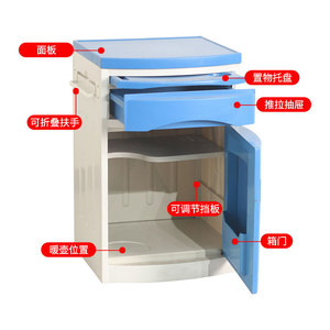 <b>Bedside</b> <b>Table</b> Medical Hospital Cabinet ABS Storage Rack With Wheels Multi Functional Nursing Care Unit - Product Image 1