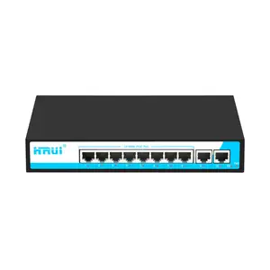 HRUI Fast Ethernet 8 Port PoE Switch 48V transmission 250 meters support VLAN Network Ethernet Switch