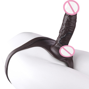 Black Skin Silicone <b>Thong</b> with 7.44'' Hollow dildo For <b>men</b> penis enlarger couple sex enhancer Underwear Penis delay time Sex Toy - Product Image 3