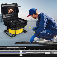 Caméra d'inspection des égouts avec écran IPS 9 pouces, objectif auto-nivelant, endoscope industriel, câble 50m, indice IP68, zoom 2x, champ de vision 105°, batterie au lithium